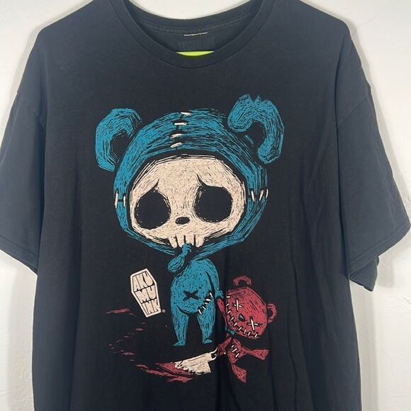 🔥🔥  Akumu Ink unisex Black horror skull bear graphic T-Shirt - Sz XL - EUC - Picture 1 of 5